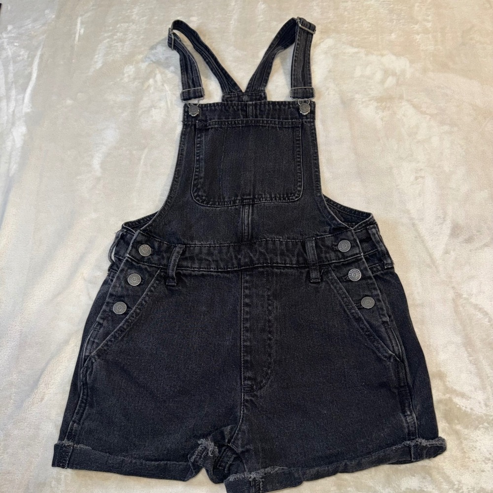 Madewell Womens Denim Shortalls Faded Black Jean Overalls G9708 XS